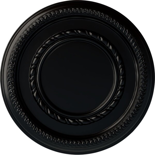 Ekena Millwork Federal Roped Small Ceiling Medallion (Fits Canopies up to 6"), 12 5/8"OD x 1 1/8"P, Jet Black CM12FEBLF - main